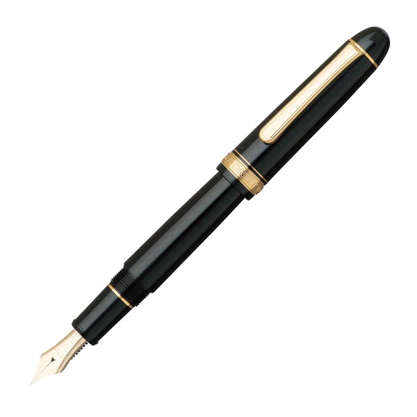 Platinum Fountain Pen #3776 Century Black in Black, Fine Point, PNB-15000#1-2, Product Size: 5.5 x 0.6 inches (139.5 x 15.4 mm), Thin 0.8 oz (20.5 g)
