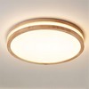 Pheashine LED Ceiling Light Wooden Ceiling Light Dimmable with Remote