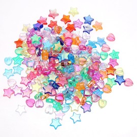 1000Pcs Acrylic Heart and Star Shape Beads, AB Colorful Cute Beads Loose Spacer Beads Assortments Colorful Flat Bead in Bead Loose Beads Spacer for DIY Necklace Bracelet Jewelry Craft Making
