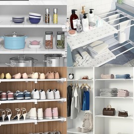 Umllpet Adjustable Shelves for Cupboard, Telescopic Shelves 38-60 cm (24 cm Width), Nail-free & Expandable Shelf Divider for Wardrobe, Kitchen, Bathroom