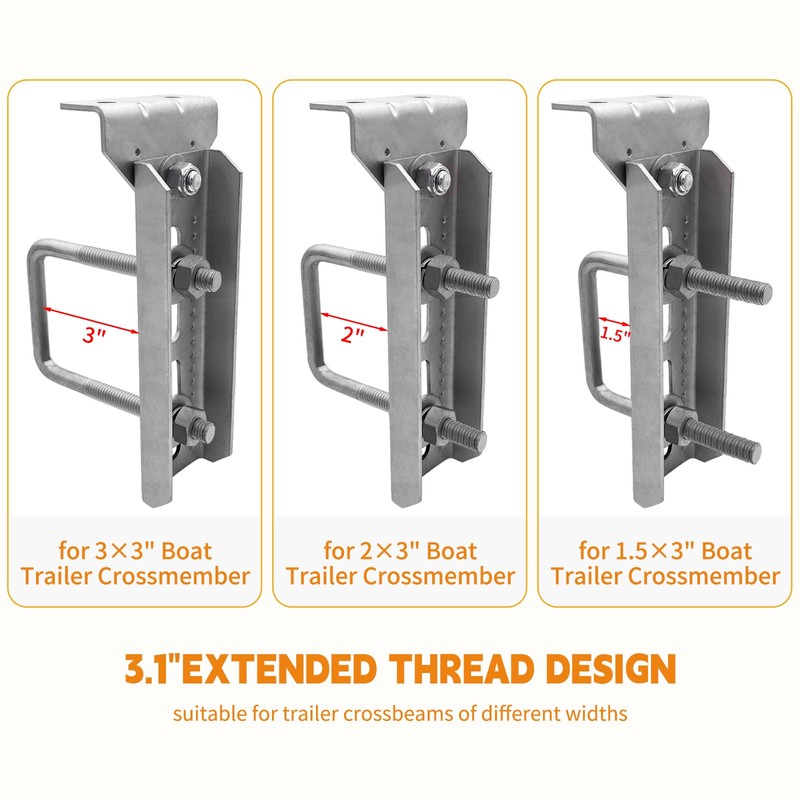 8 PCS 8" Boat Trailer Bunk Brackets, Galvanized Swivel Top,