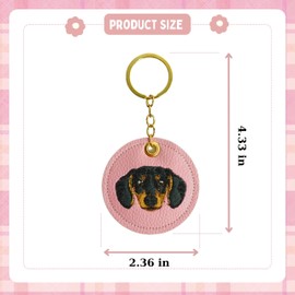 VUHALA Handmade Embroidered Dachshund Keychain – Pink Dog Bag Charm for Women, Unique Purse Accessory for Dog Lovers