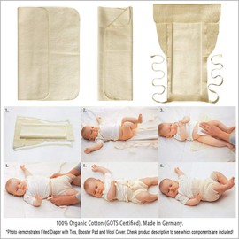 Washable Organic Diapers – Cotton Fitted Cloth Diaper for Baby and Toddler (1-Pack)