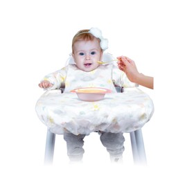 Sevi Bebe High Chair Cover with Disposable Sleeved Bib - 5 * 2 Piece Sets (10 pcs in total) 2 Piece Set Free Meal Times, Premium Baby-Led Weaning (BLW) accessories, Perfect for Traveling, Waterproof
