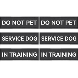 6 Pack Service Dog Patches, Removable Do Not Pet Patch for Harness, Tactical Dog in Training Tags with Hooks for Vest, 5.1 x 1.5 Inches