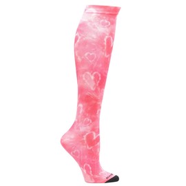 Nurse Mates Wide Calf Socks | Large Calf up to 22" | 12-14 mmHg Compression | Support and Comfort | 1 Pair | Pink Tie Dye Hearts