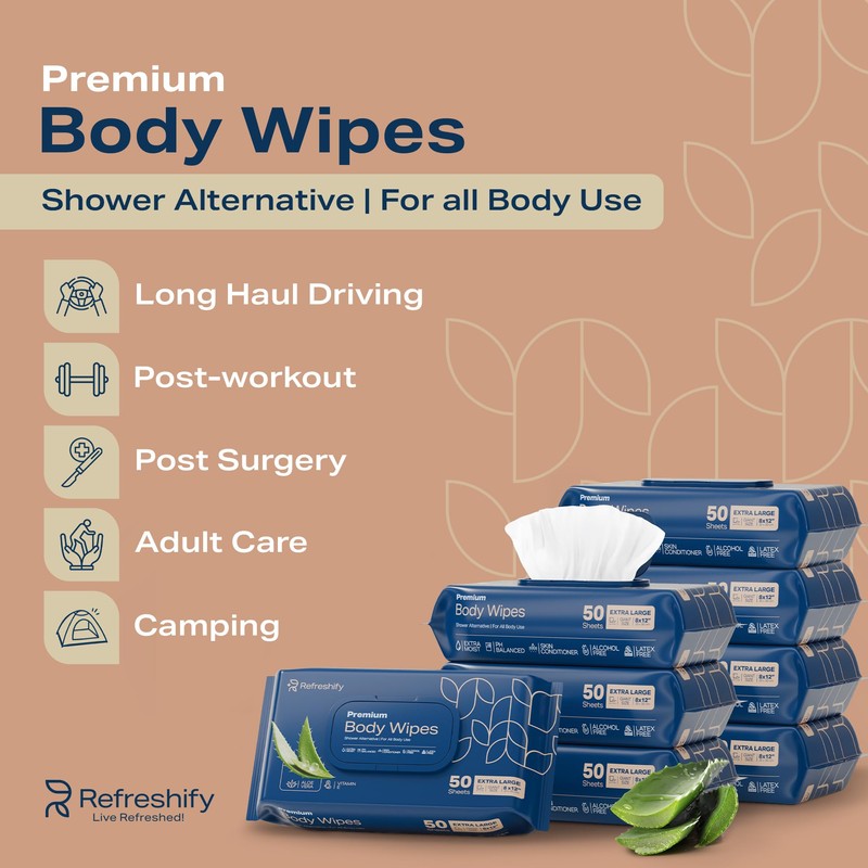 Wet Body Wipes for Adults | Shower Alternative Bathing No
