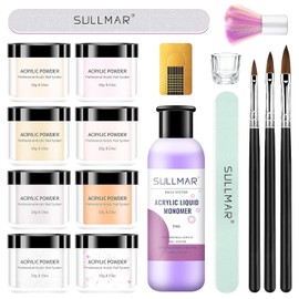 SULLMAR Acrylic Nail Kit Acrylic Nail Kit for Beginners with Everything 8 Colors Acrylic Powder Acrylic Liquid monomer with the Acrylic Nail Brush Nail Tools Nail Kits Acrylic Nails with Everything