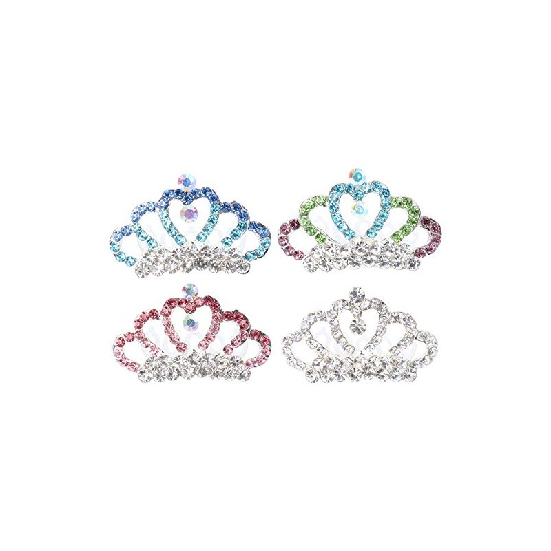 Lurrose Mini Tiara con Peine 4 Piezas de Corona de