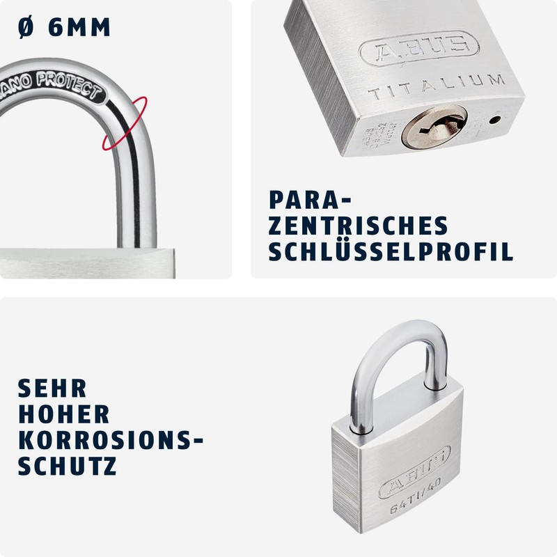 ABUS Titalium 64TI/40 Padlock - Set of 2 Keyed Alike