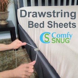 Comfy-Snug Queen Taupe Bed Sheet Set - Microfiber, Latex Free, Hypoallergenic - Adjustable Sheet Fastener