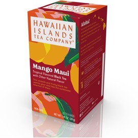 Hawaiian Islands Tea Company Mango Maui Black Tea, All Natural - 20 Teabags (1 Box)