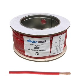 electrosmart 12V 24V Single Core Copper Automotive Auto Car Marine Stranded Thin Wall Cable/Wire Red or Black 0.5mm² 11 Amps (11A) (Red, 5m)