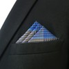 S&W SHLAX&WING Silk Pocket Square, Checked, Blue, Extra Large, Formal