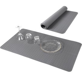 Extra Large Silicone Dish Drying Mat, 36 x 20.5 in Dish Drying Pad Kitchen Counter, Easy Clean Drainer Pad, Waterproof Heat-Resistant Non-Slip Mat with Anti-Spill Edge for Pots Pans
