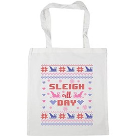 Hippowarehouse Sleigh all day christmas jumper Tote Shopping Gym Beach Bag 42cm x38cm, 10 litres
