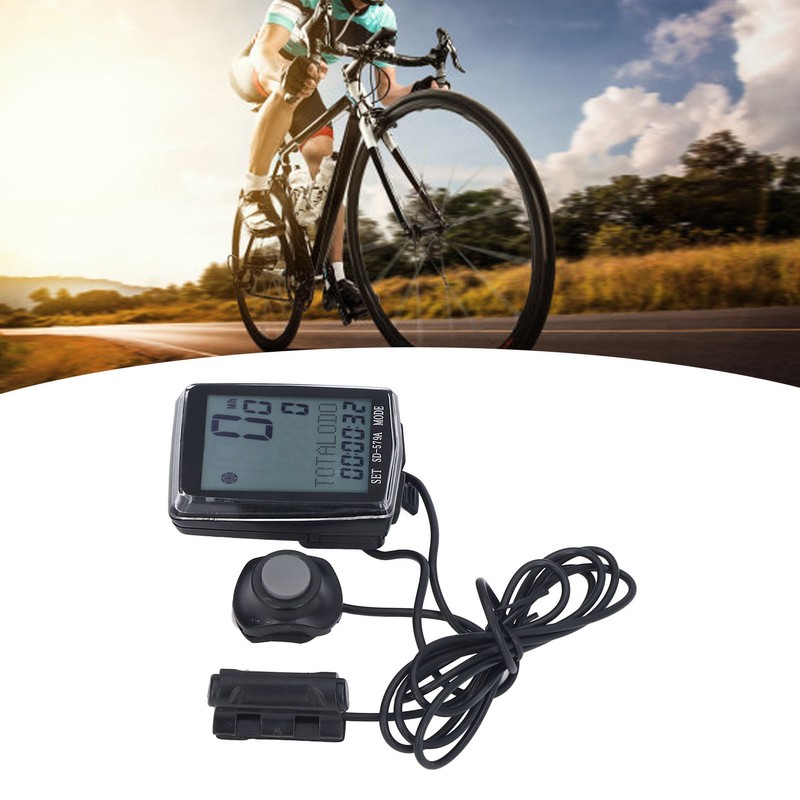 Bike Computer Wired Waterproof Bicycle Odometer Speedometer with Backlight Display