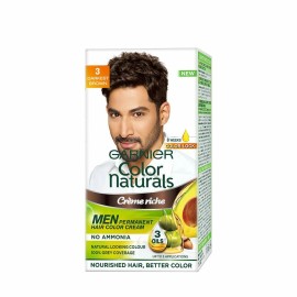 Garnier Color Naturals Men Permanent Hair Color Shade 3 Darkest Brown - 60 gm
