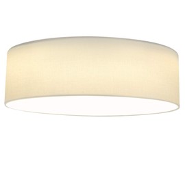 Navaris Flush Mount Ceiling Light - 15.75" Diameter Drum Lamp Shade 22w LED Fixture for Bedroom, Living Room, Kitchen, Hallway Lighting - White