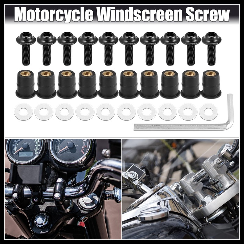Hihaha 10pcs M5 Motorcycle Windscreen Screw Fairing Windscreen Bolt Black
