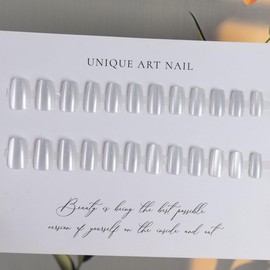White Cat Eye Press on Nails Medium Square Fake Nails Glitter False Nails with Designs Shiny Glue on Nail Full Cover Acrylic Nails Glossy Artificial Stick on Nail for Women Manicure 24Pcs