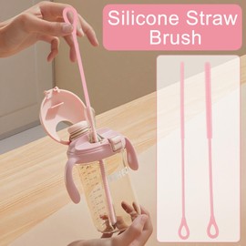 iwontalersy 2 Stück Silikon Strohhalm Bürste,Wiederverwendbare Strohhalmbürsten für Glas Strohhalm,Für Pipetten,Reagenzgläser,Trichter(6mm+9mm)