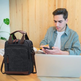 mygreen Mens Bag Messenger Bag Canvas Shoulder Bags Travel Bag Man Purse Crossbody Bags for Work Business Black