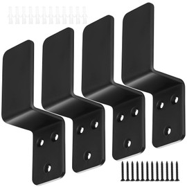 2x4 Door Barricade Brackets, 4 Pcs Drop Open Bar Security Door Barricade, Heavy Duty Z-Shape Black Bar Security Door Lock Brackets Fits 2x4 Boards, Home, Barn, Gate, Shed, Garage Security