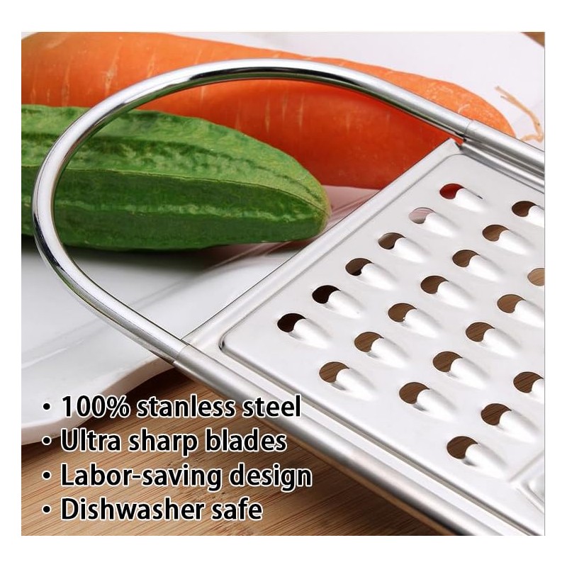 2 Pack Cheese Grater Handheld, Flat Coarse Stainless Steel Food