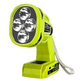 GRVODFRTA Cordless LED Work Light for Ryobi One 18V Battery 1120LM LED Outdoor Spotlight Flashlight with Red&White 4 Modes, Pivoting Head for Jobsite, Handheld Spot Light for Outdoor(No Battery)