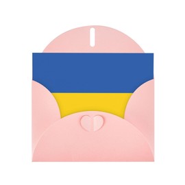 PHAYAH Flag Of Ukraine Holiday Cards 10 And Ideal For Christmas, Wedding Anniversaries And Party Invitations Matching Pink Envelopes