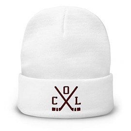 Colorado Hockey Sticks Retro COL Winter Beanie Cap Hat White