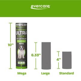 Evercare Pet Mega All-Purpose Oversized Lint Roller Refill Rolls, Pack of 3 Giant Lint Roller Refills with 50 Sheets Each (150 Sheets Total)