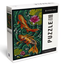 Lantern Press Koi, Paper Mosaic, 1000 Piece Jigsaw Puzzle for Adults, Made in USA with Reference Poster