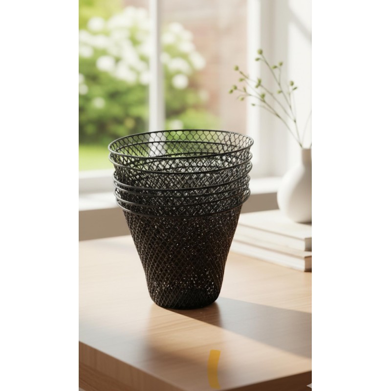 Essentials Wire Mesh Waste Basket (6, Black)