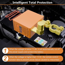 Remote Battery Disconnect Switch 12v, 240A, Lymorexan Upgrade Smart Voltage Car Kill Switch Anti-Theft, Prevent Battery Drain, Remote Battery Kill Switch for Car, Truck, RV