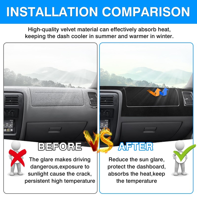 Autorder Dashboard Cover Mat for 1998-2002 2003 2004 Toyota Tacoma