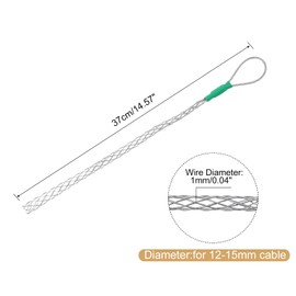 sourcing map Cable Pulling Grip for 12-15mm Cable(Green) 37cm,1.21FTWire Mesh Puller Socks Grip Single Head Galvanizing Steel Wire Grips Net Cover Smooth