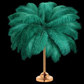 30 Pcs Large Natural Ostrich Feathers Bulk 16-18 Inch for Centerpieces for Wedding Party Centerpieces Home Decoration Flower Arrangement (Blackish Green)