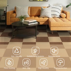 AKIVIDA 12Pcs Carpet Squares 24”x 24” Carpet Tiles Peel and Stick Non-Slip Self Adhesive Floor Tile DIY Reusable Waterproof Carpet for Gym Garage Tiles