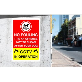 Safety First Display LTD No fouling it is an offence not to clean after your dog sign - 1.2mm Rigid plastic for indoor/outdoor usage (300mm x 200mm) Viewing Distance within 7m.