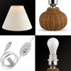 11" Small Wicker Table Lamp, Dimmable Rattan Bamboo Lamp with