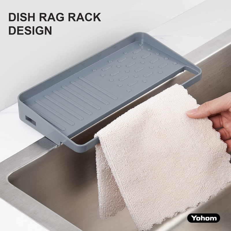 YOHOM Suction Cup Sponge Holder for Kitchen 2-in-1 in Sink