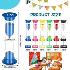 Xuhal 60 Pcs Back to School Sand Timer for Classroom Small Colorful Plastic Hourglass Sand Clock Bulk Hour Glass 30sec/ 1min/ 2mins/ 3mins/ 5mins/ 10mins for School Kids Teacher Learning Games