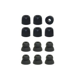 Earphones Plus Replacement Ear tips Compatible with  SIMOLIO 2.4G Wireless TV Headsets, 6 pairs - QC33 - Black Small