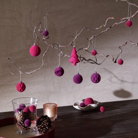 DecorbyHannah Velvet Christmas Ornaments, 24ct Hot Pink and Purple Velvet Ornaments for Christmas Tree, Shatterproof Flocked Christmas Tree Ornaments Decorations for Home, New Year, Valentines Day