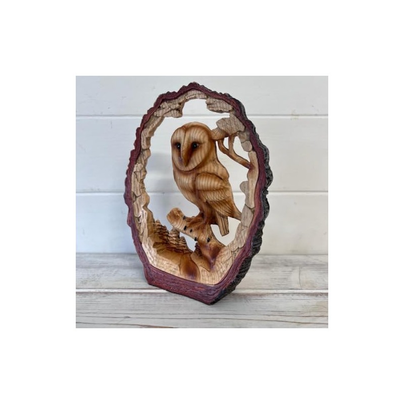 Free Standing Graceful Owl on Log Decorative Ornament