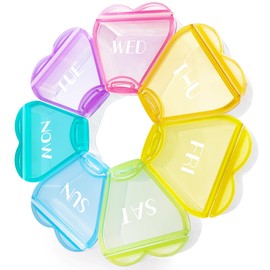 FHORAIN FHORAIN Weekly Pill Organiser, Cute, Round, Large Compartments, Portable 7 Days Tablet Box, Travel Case for Vitamins, Supplements (Multicolor)