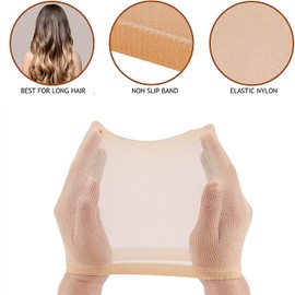 4 Pack Stocking Wig Caps, Reayou Nude Stocking Caps For Wigs, Stretchy Nylon Wig Caps for Women, Girls, Kids