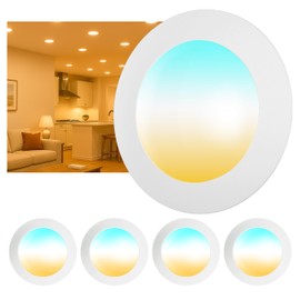 Chasikeo 4 Pack 5/6 Inch LED Disk Lights, Dimmable Flush Mount Ceiling Disc Lights, 2700K/3000K/3500K/4000K/5000K 5CCT Selectable, Low Profile Surface Mount Ceiling Light, 14.8W, 1150LM, CRI90, UL/FCC